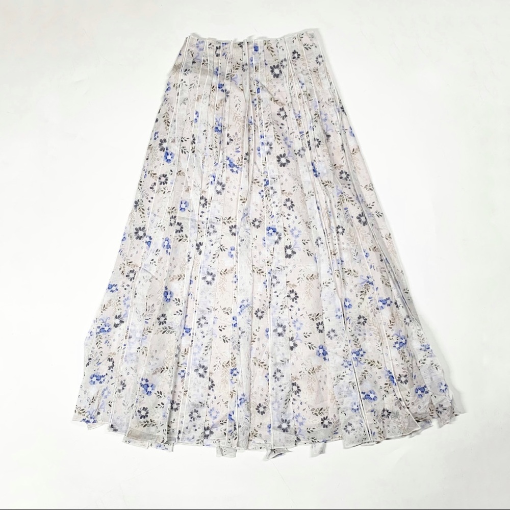 AJE Dellal Midi Skirt Wildflower Floral Print Size US 2 XS (AU 6) White Blue - Picture 1 of 12